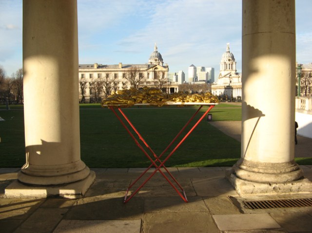 © Renate Egger and Wilhelm Roseneder. Goldene Erweiterung/Golden expansion. Street art project. Austrian Cultural Forum London. Maritime Museum. London, UK  2010